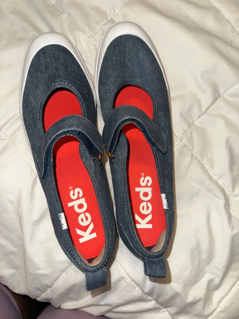 Keds Kids Navy Canvas Mary Jane Sneakers with Red Insole